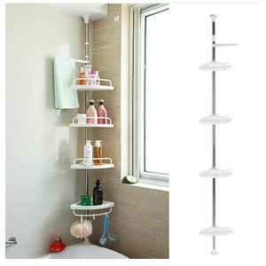 Corner Telescopic Bathroom Shelf - 4 Layer - Adjustable Height 85-305cm