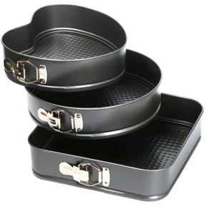 Set of 3 Non-Stick Round Cake Molds – Carbon Steel, Easy Release, Oven-Safe Bakeware