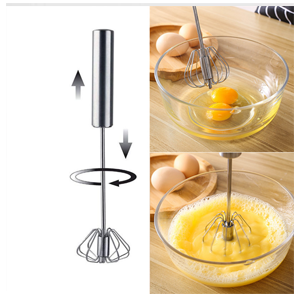 Stainless steel self-rotating manual whisk, hand mixer