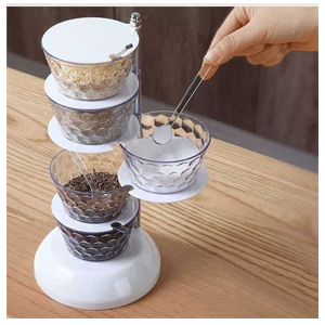5 Tier Rotating Spice Display Rack, Seasoning Box, Kitchen Condiment Containers, Spice Jar, Salt, Pepper, Cumin Powder, Tool Box