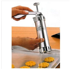 Stainless steel cookie press kit, including 20 discs and 4 frosting tips, best dough gun