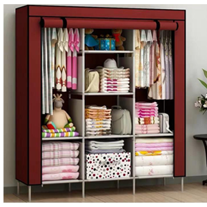 This is one of the most Flexible and easy to transport wardrobe. This wardrobe is mountable and very good for family use. You can travel with it anywhere. A fair sizable wardrobe and can contain valuable dresses and preserve them. SIZE: 130*170*45