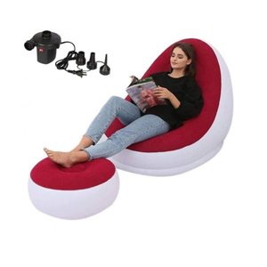 This is a good home furniture for relaxation. Available in blue black color and its very solid with an original material. It is a living room chair and can also serve for leisure times and moments. It has a 0.25 thickness. It is use for indoors and it is pump with air. Product Size: 133*110*95*