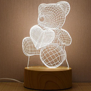 USB Pattern 3D Acrylic LED Lamp Warm White Night Light for Bedroom, Table and Desk, Kids Night Light