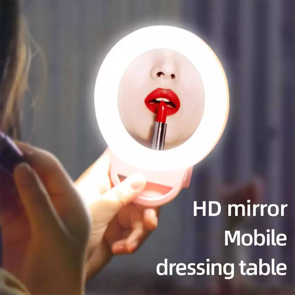 This is a beautiful product for home use. You can use in your dressing room and the mirror comes with light. It brightens your face and it is a mobile HD mirror. You can also put it on your dressing table. 