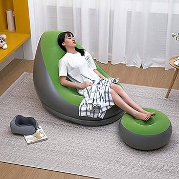 This is a good home furniture for relaxation. Available in blue black color and its very solid with an original material. It is a living room chair and can also serve for leisure times and moments. It has a 0.25 thickness. It is use for indoors and it is pump with air. Product Size: 133*110*95*