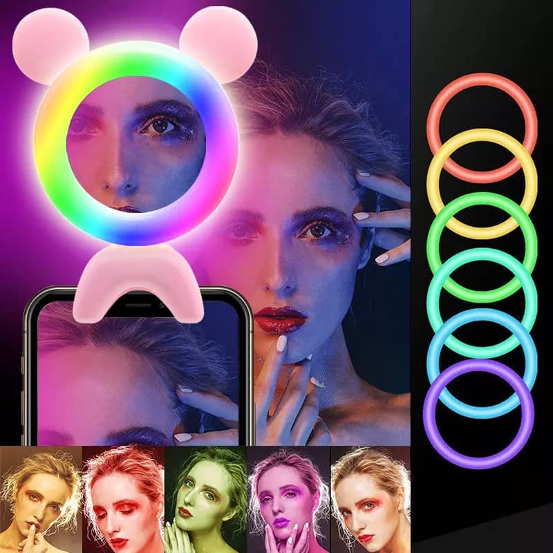 This is a mini ring-light anyone can use. It comes with multiple colors and can shines the face very well. This product is good for those who are doing YouTube videos  and Facebook lives. It works and clears well especially at night times. Very perfect ring light and less expensive.