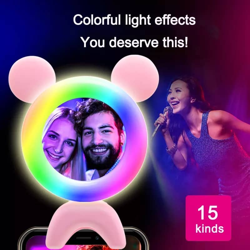This is a mini ring-light anyone can use. It comes with multiple colors and can shines the face very well. This product is good for those who are doing YouTube videos  and Facebook lives. It works and clears well especially at night times. Very perfect ring light and less expensive.