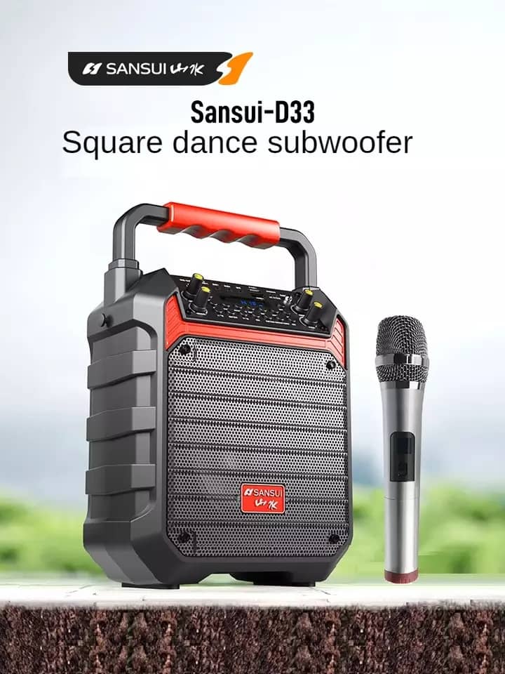 This is an outdoor speaker and microphone. Can be used for celebrations, theater. It is wireless and it has a good sound system. It is a transmission function speaker and it is an audio speaker also.