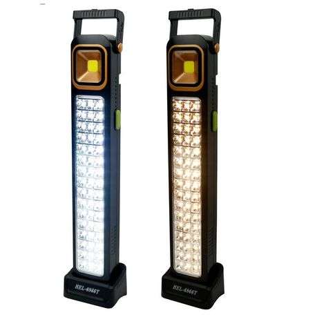 This lamp is a rechargeable one and has a black color. It can last for 2 - 5 hours depending on the usage. Solid material and a perfect soft touch button to put it on.