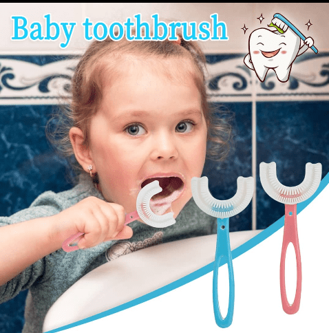 This toothbrush is for for home use only. Its very soft and has a U shape.