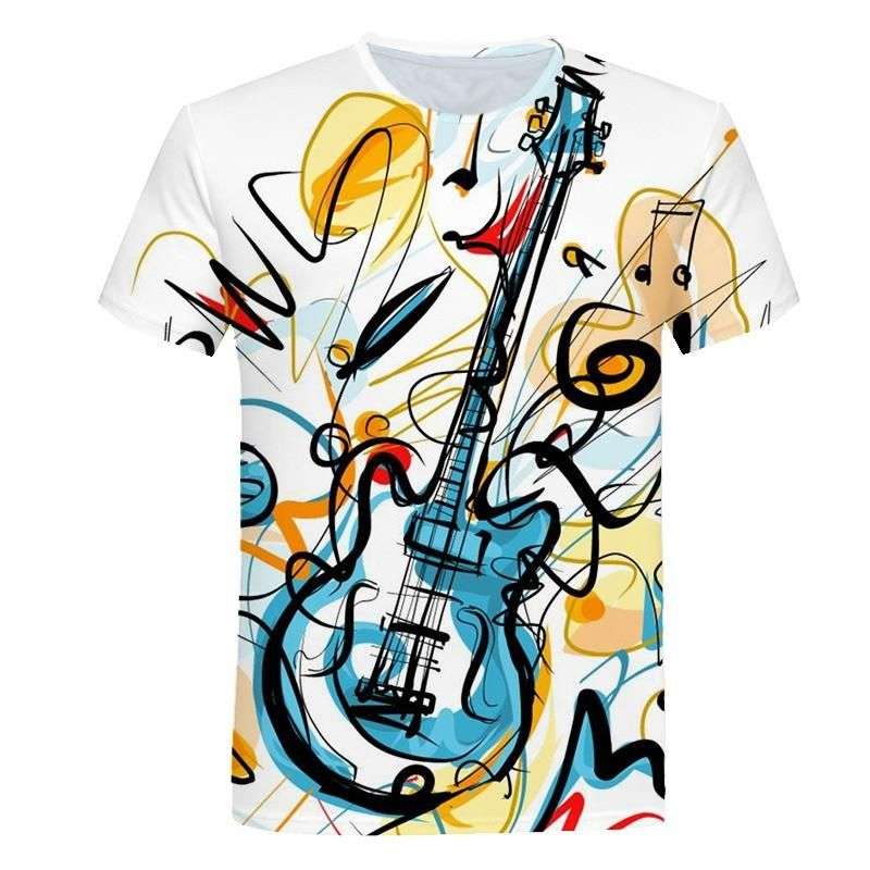 3D Gitar Printed T-shirt