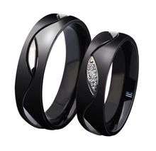 Stylish Black Stainless Steel Crystal Ring