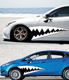 Length WRC Big Shark Car Styling Waist Garland BK Sticker A Set of 1.3m