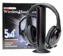 MH2001 Wireless 5-in-1 Headphones w/Microphone Emitter & FM Radio