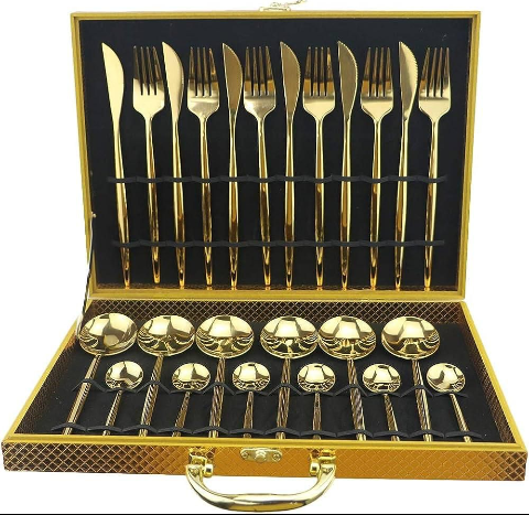 Golden forks, spoons and knives
