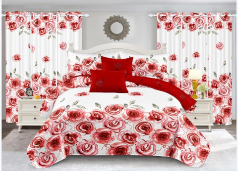These are quality bed sheets and blinds. These bed sheets can literally change the way you see your bedroom and makes it looks pretty good and boost your confidence. They are made of cotton. You have 2 bed sheets, 2 pillow case and 2 blinds.