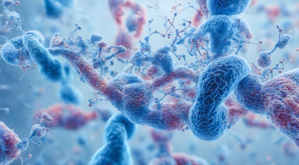 3D virus cells attacking a DNA strand