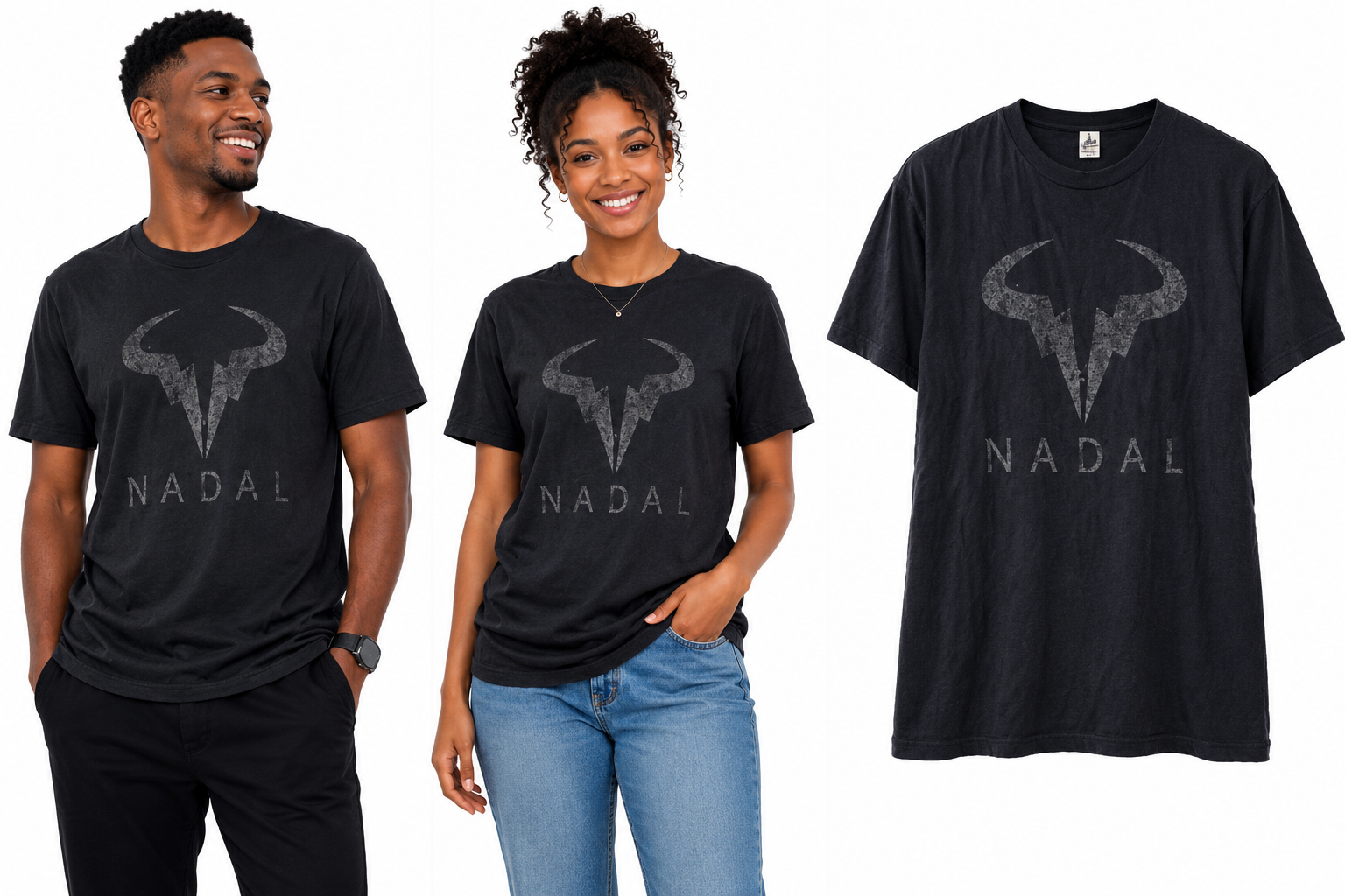 Nadal Bull Logo Black Unisex T-Shirt – Vintage Tennis Inspired Graphic Tee